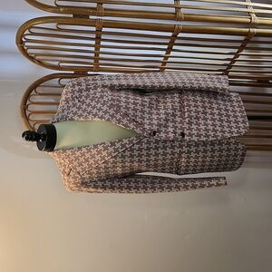 REGAL vintage polyester blazer burgundy and white box pattern 70's